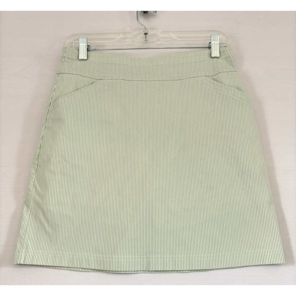 Mario Serrani Green/White Searsucker W/Tummy Control Pull-On Skort Small